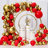 Red And Gold Balloon Garland Kit, 124Pcs Balloons Arch Kit, Bright Dur