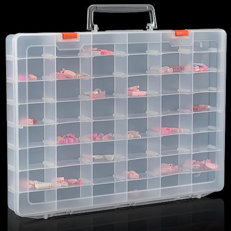 Large 48 Grids Clear Plastic Organizer Box With Dividers, Adjustable Compartment Plastic Arts Crafts Storage Containers For Hobby Small Parts, Jewelry Bead Tackle Organizer Storage Box Case