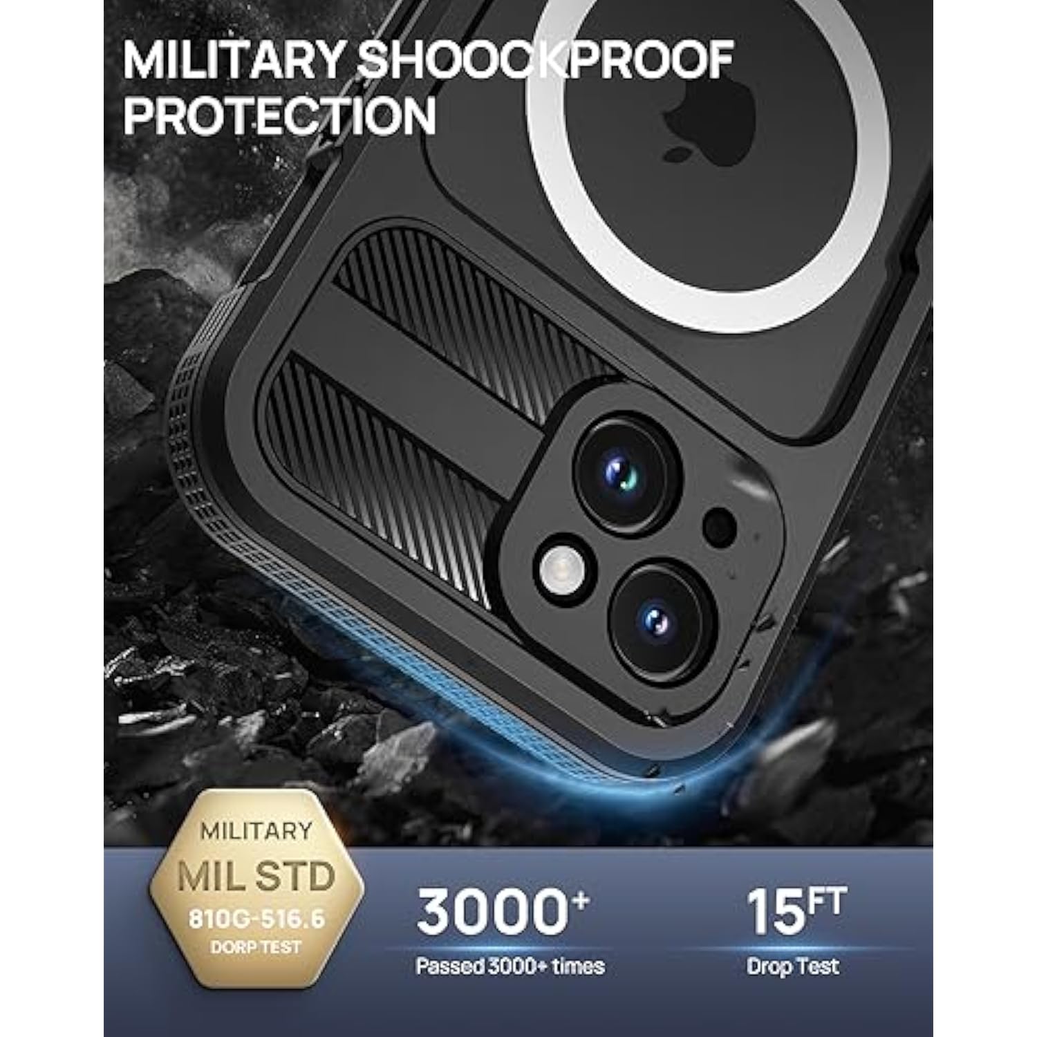 Magnetic For Iphone 15 Plus Case, Ip68 Waterproof Dustproof Case, [Compatible With Magsafe] [Built-In Screen Protector] Full Body Heavy Duty Rugged Phone Cover 6.7 Inch, Black/Clear