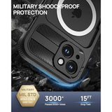 Magnetic For Iphone 15 Plus Case, Ip68 Waterproof Dustproof Case, [Compatible With Magsafe] [Built-In Screen Protector] Full Body Heavy Duty Rugged Phone Cover 6.7 Inch, Black/Clear