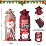 12 Pcs Christmas Wine Bottle Gift Bags With Drawstring, Burlap Wine Gift Bags With 12 Assorted Holiday Designs For Xmas Party Decorations