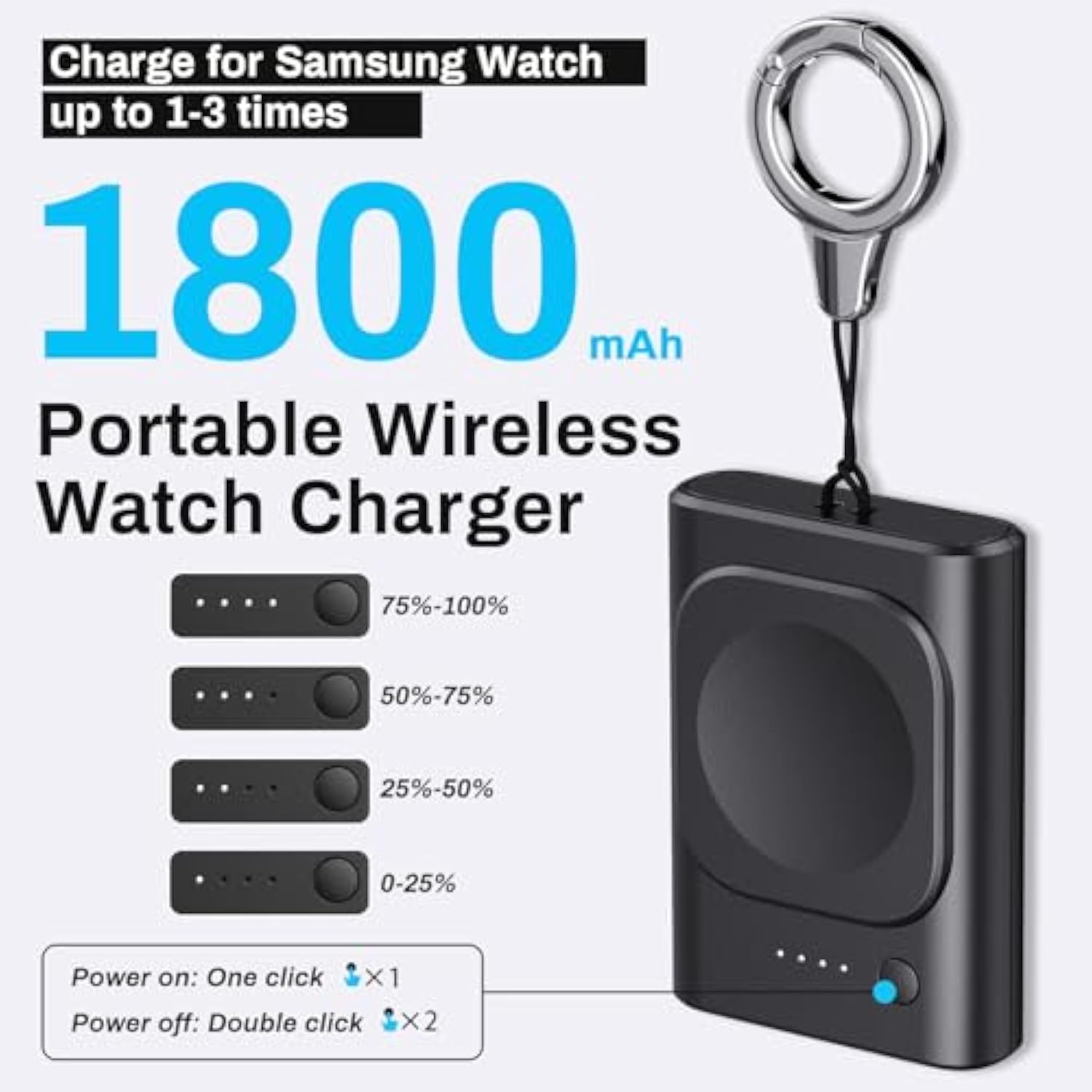 Watch Charger For Galaxy Watch 7 Ultra, 1800Mah Portable Charger For Samsung Galaxy Watch7/Ultra/Fe/6/6 Classic/5/5 Pro/4/4 Classic/3/Active 2, With Keychain