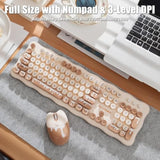 Wireless Keyboard And Mouse Combo, 104-Key Membrane Keyboard Round Keycaps And 4-Key Optical Mouse Set For Win/Mac/Pc/Laptop, Batteries Included, Ice Cream