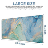 Gaming Desk Pad Large Extra Length Fluid Art Marble Mouse Pad Keyboard Laptop Non-Slip Waterproof With Rubber Base Thick Stitched Edge Mouse Mat For Office Home 35.4 X 15.7 Inches