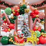157pcs Christmas Balloon Arch Kit - Red White Green Gold Balloons, Candy Balloon, Cane Balloons, Sleigh Balloons, Elk Foil Balloons for Xmas Balloon Garland Kit Christmas Party Decorations