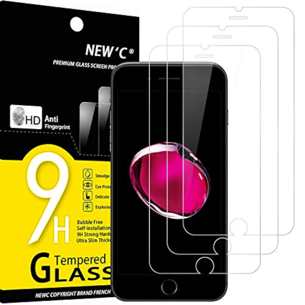 3-Pack iPhone 7/8 4.7 Inch Tempered Glass Screen Protector Bubble Free