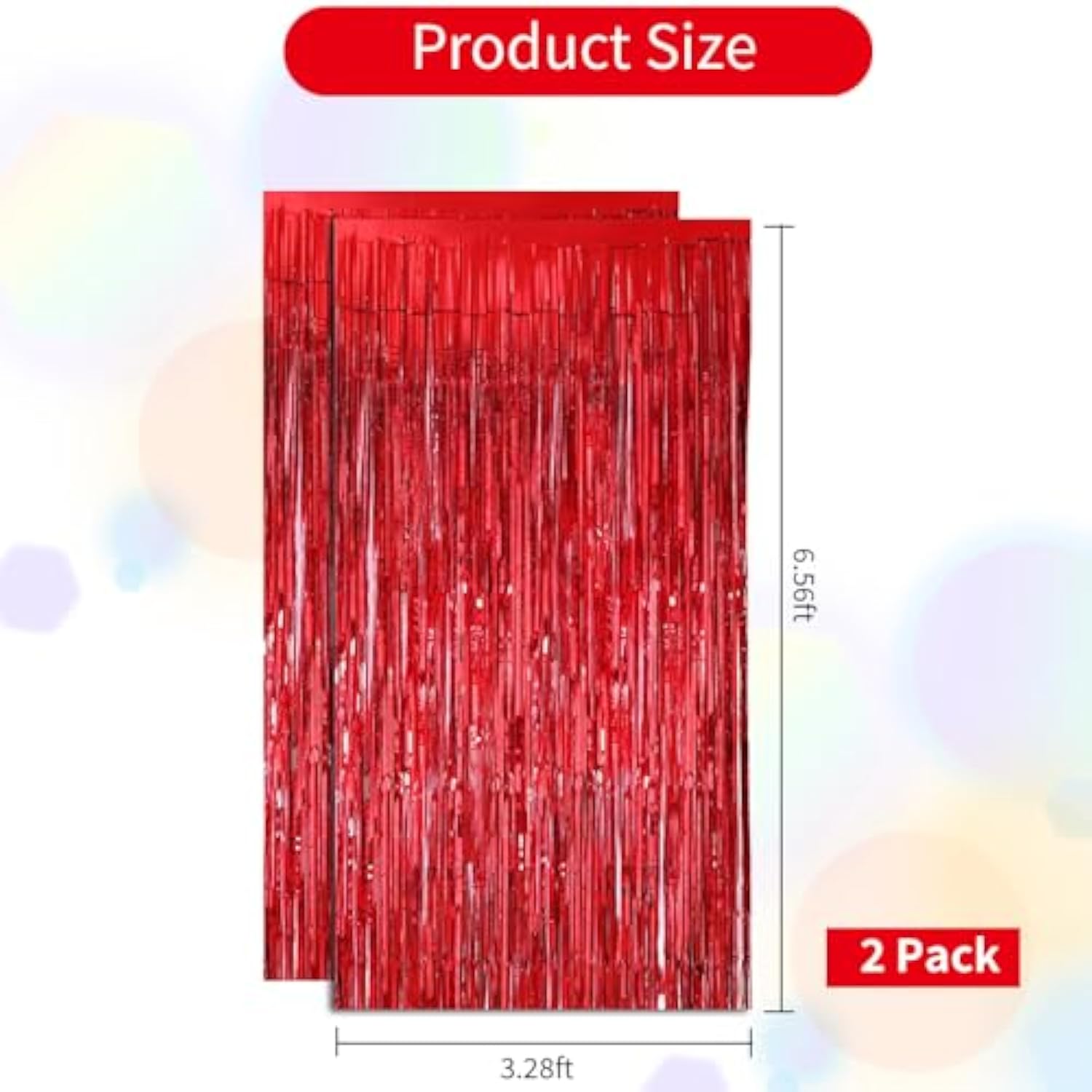 2 Pcs Red Door Streamers Tinsel Curtain Party Streamers Backdrop Fringe Foil Wall Background For Birthday Valentine'S Day Christmas Wedding Party Decoration(3.28 Ft X 6.56 Ft)