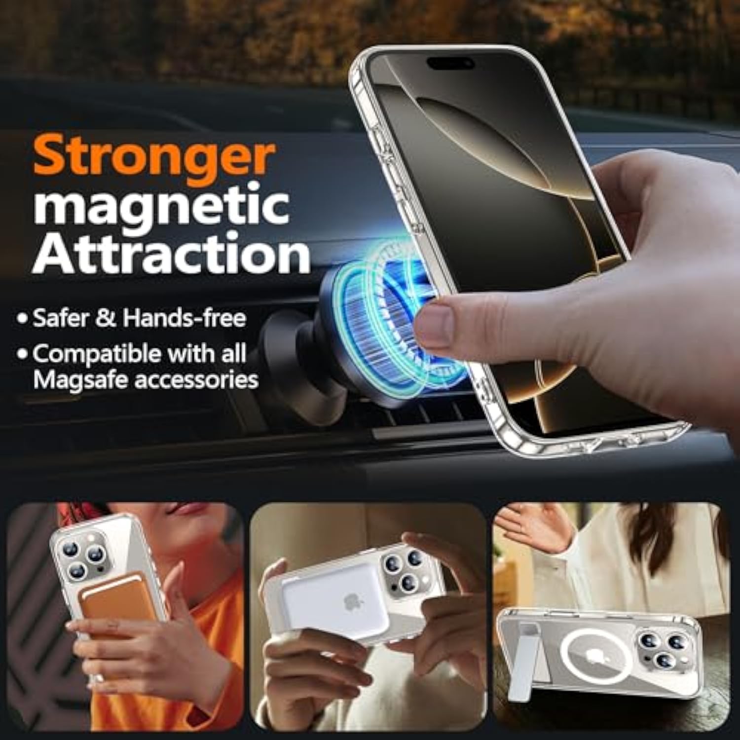 iPhone 16 Pro Case, MagSafe, Kickstand, Screen Protector, Anti-Yellow