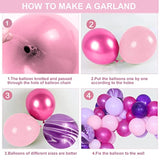 Purple Balloon Garland Arch Kit, Pink And Purple Balloon Garland Kit, Balloons Arch Kit With Agate Balloons And Star Foil Balloon For Birthday Party Baby Shower Wedding Decorations