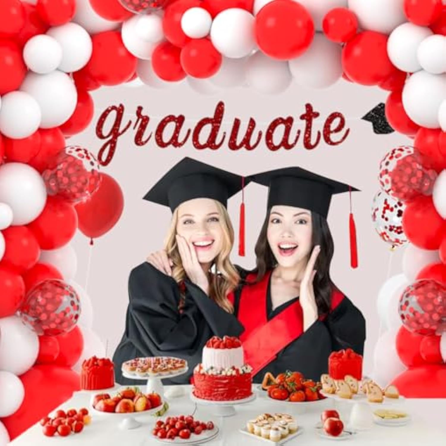 Red White Balloon Arch Garland Kit - Matte Red White Balloons Red Confetti Balloons For Wedding Birthday Graduation Christmas Valentines Mother'S Day Anniversary Party Decorations