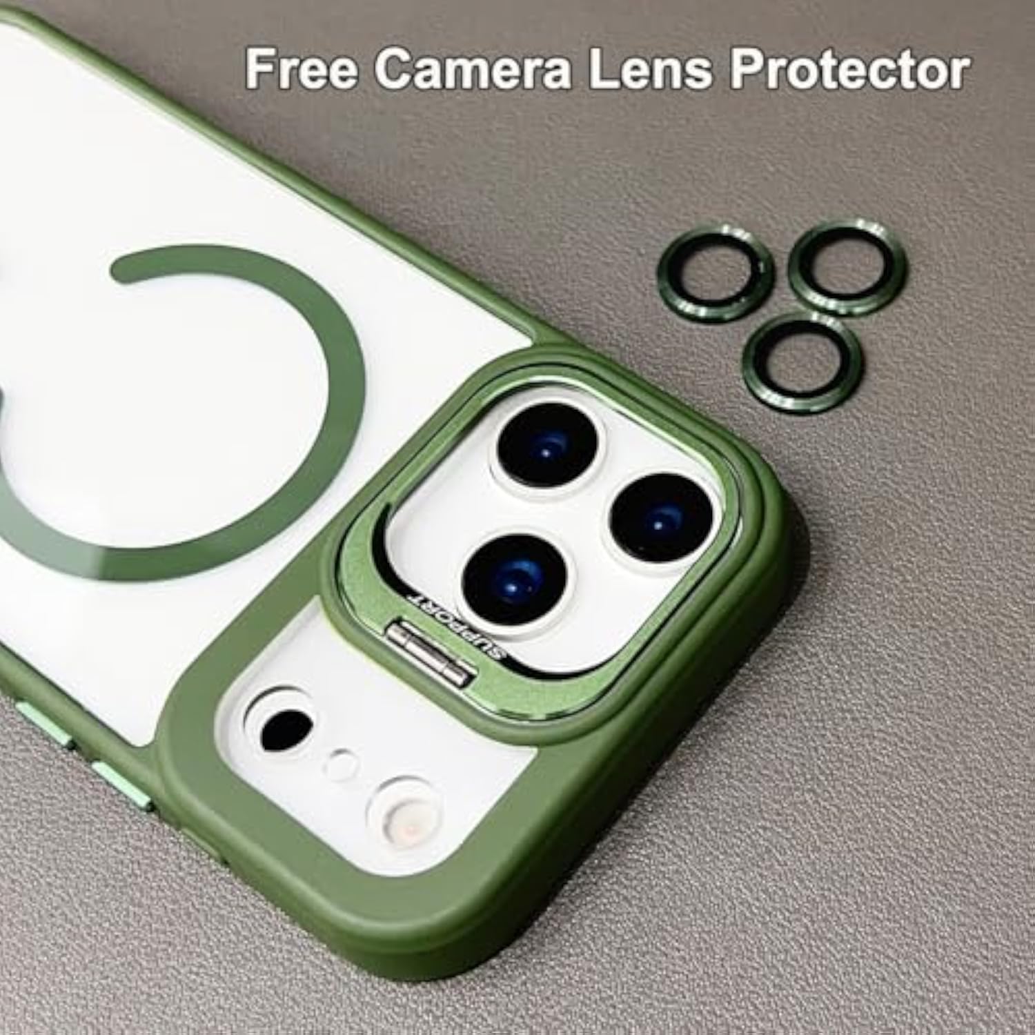 iPhone 17 Pro Max Magnetic Case with Kickstand, Compatible with MagSafe, Built-in Stash Stand, Clear Shockproof Soft Cover Camera Lens Protection Case for iPhone 17 Pro Max 6.9", Orange