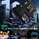 iPhone 13 Pro Max Case with Slide Camera Cover Ring Kickstand Black