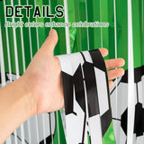 2 Pack Soccer Fringe Curtains, 3.3x6.6ft Green Backdrop with Soccer Ball Prints, World Cup Party Decorations, Photo Booth, Watch Party, Birthday, Team Spirit, Sports Theme Decor, Door Wall Streamers