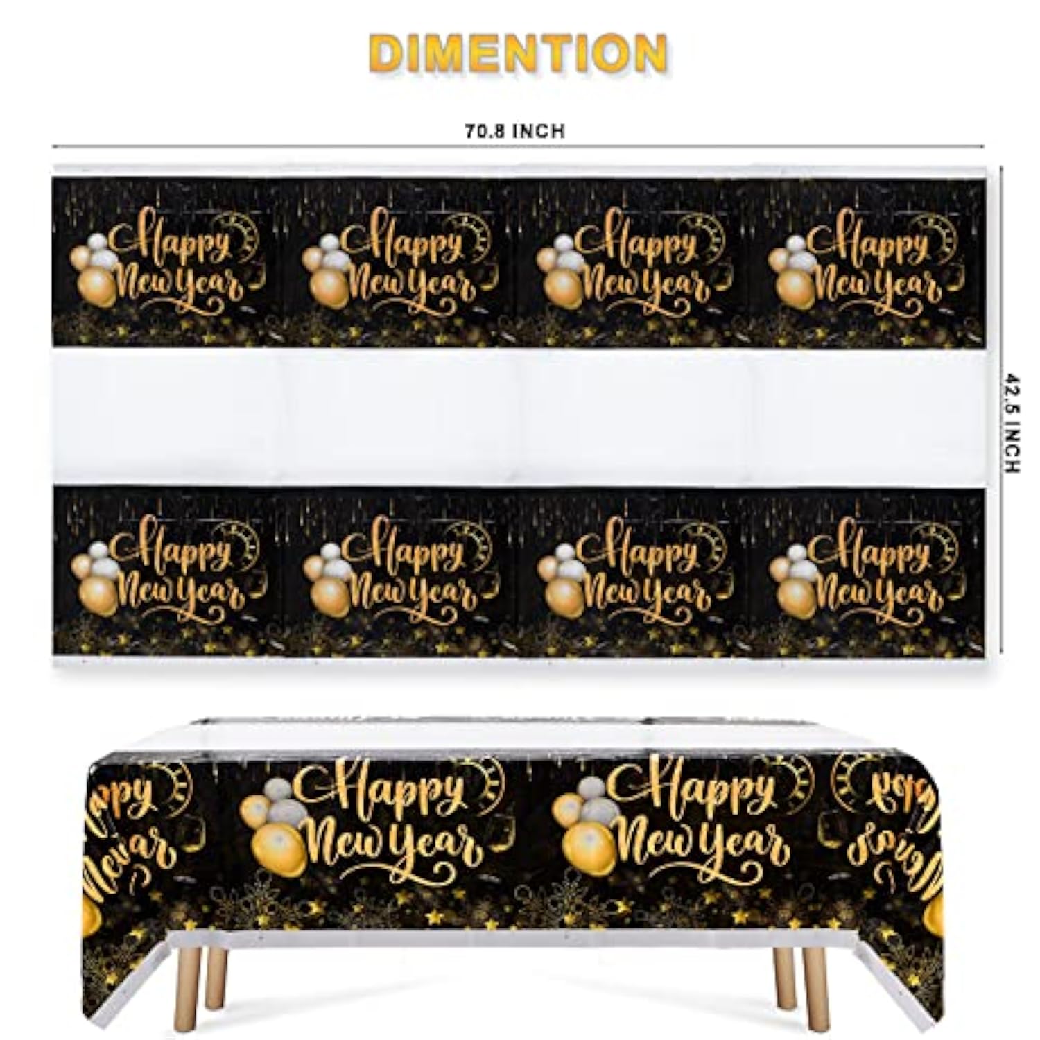 Happy New Year Plastic Table Cloth For Parties, Plastic Table Cover 2026, Disposable Party Table Clothes Decorations Supplies(70.8” X 42.5”)