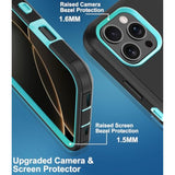For Iphone 16 Pro Case, With 2 Screen Protector Heavy Duty Drop Protection, Full Body 3 Layer Rugged Shockproof Dust-Proof Protective Phone Cover For Apple Iphone 16 Pro (Black/Mint)
