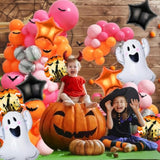 Halloween Foil Balloons – Ghost Balloons with Orange & Black Star Decorations