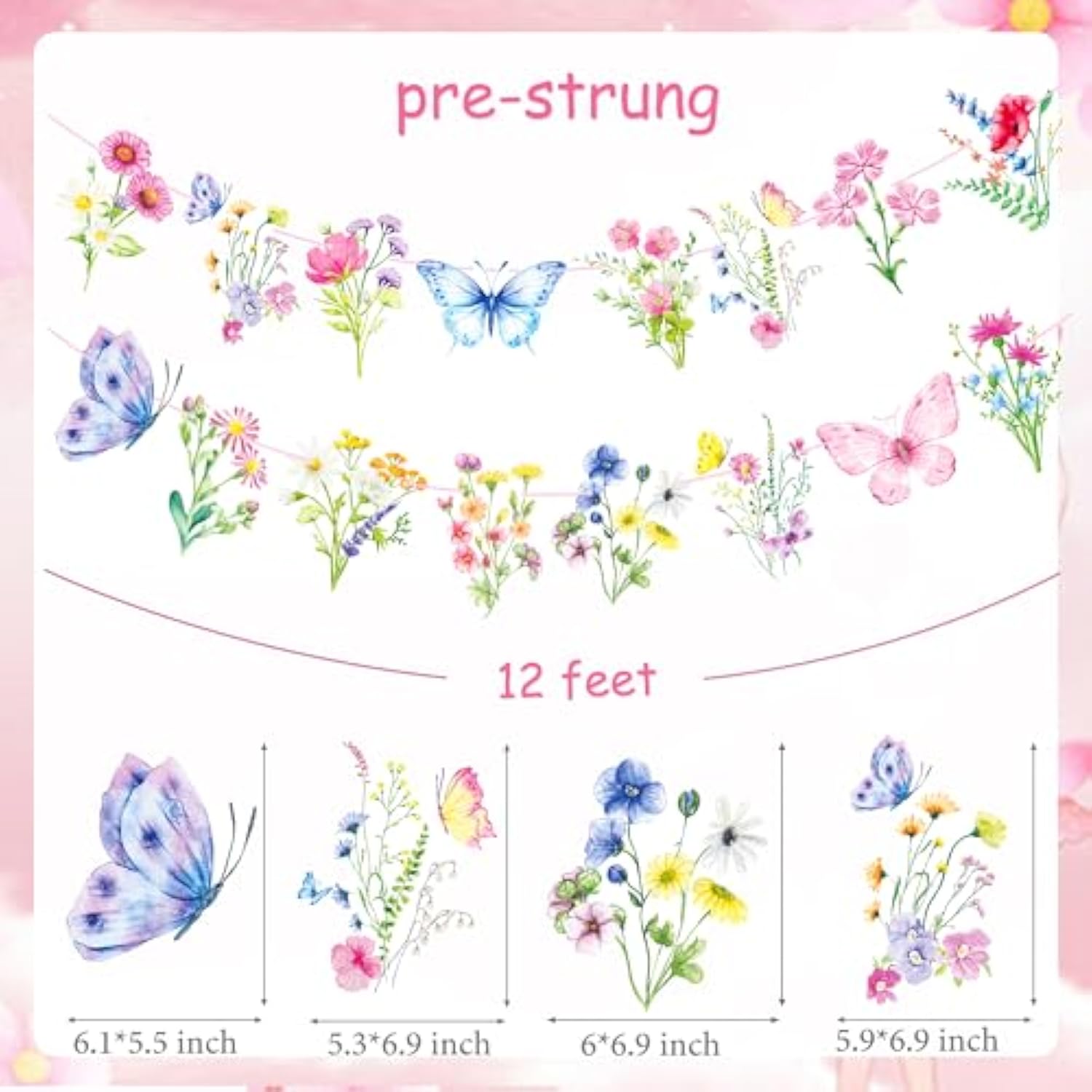 Wildflower Party Banners 2Pcs Wildflower Birthday Party Supplies Spring Floral Party Decorations Wildflowers Themed Cutout Banner For Girl Women Garden Themed Decor