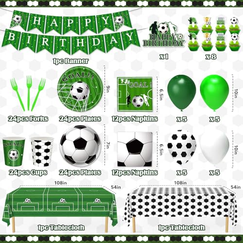 2026 World Soccer Party Decorations, 143Pcs Soccer Cup Birthday Party Supplies-Serves 24 with Plates and Napkins Tablecloth Birthday Banner for World Soccers Sports Theme Birthdays Decorations