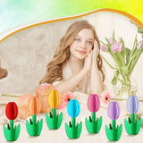 14 Pcs 14 Pcs Spring Decor Wooden Tulips Tiered Tray Decor Multicolor Tulip Table Centerpieces Spring Table Sign Decoration For Home Office Desk Shelf Mother'S Day Party Decoration (Cute)