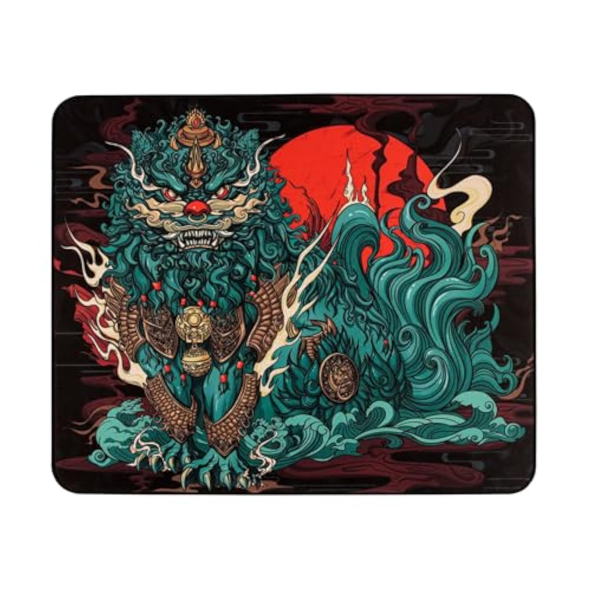 Qingsui 3 Gaming Mouse Pad, Large 480X400X6Mm, Multi-Color Lion Design | Woven Fabric Cloth Surface For Balanced Control, Extra Thick Cushioning, Anti-Slip Rubber Base, Stitched Edges