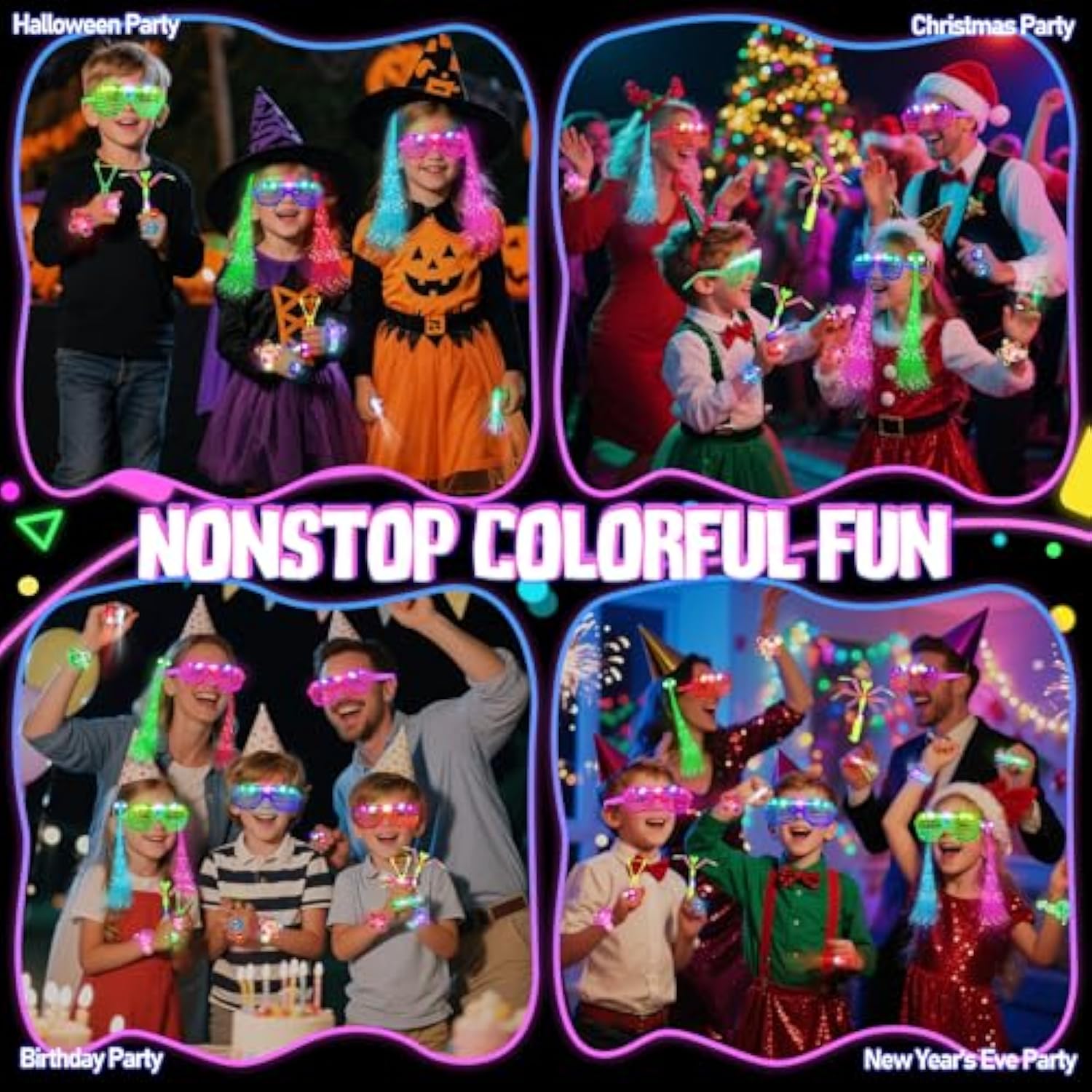 73pcs Glow in the Dark Party Supplies Glow Glasses Bracelets Slingshot Favors