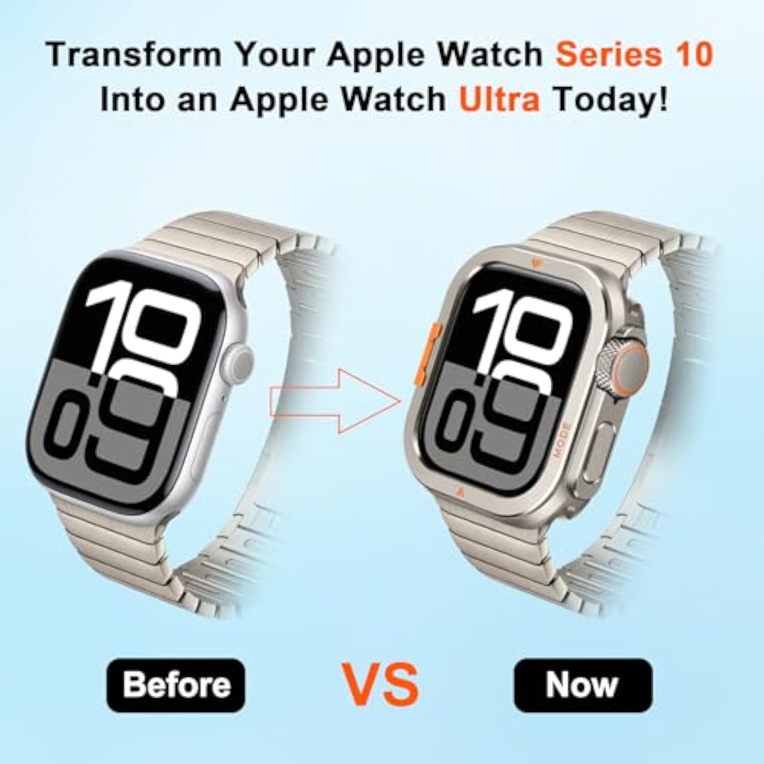 Metal Bumper Cover Compatible With Apple Watch Series 10 Case 46Mm, [Turn 46Mm Into Ultra Look] Rugged Shockproof Protector With Back Frame For Iwatch 46Mm, Titanium