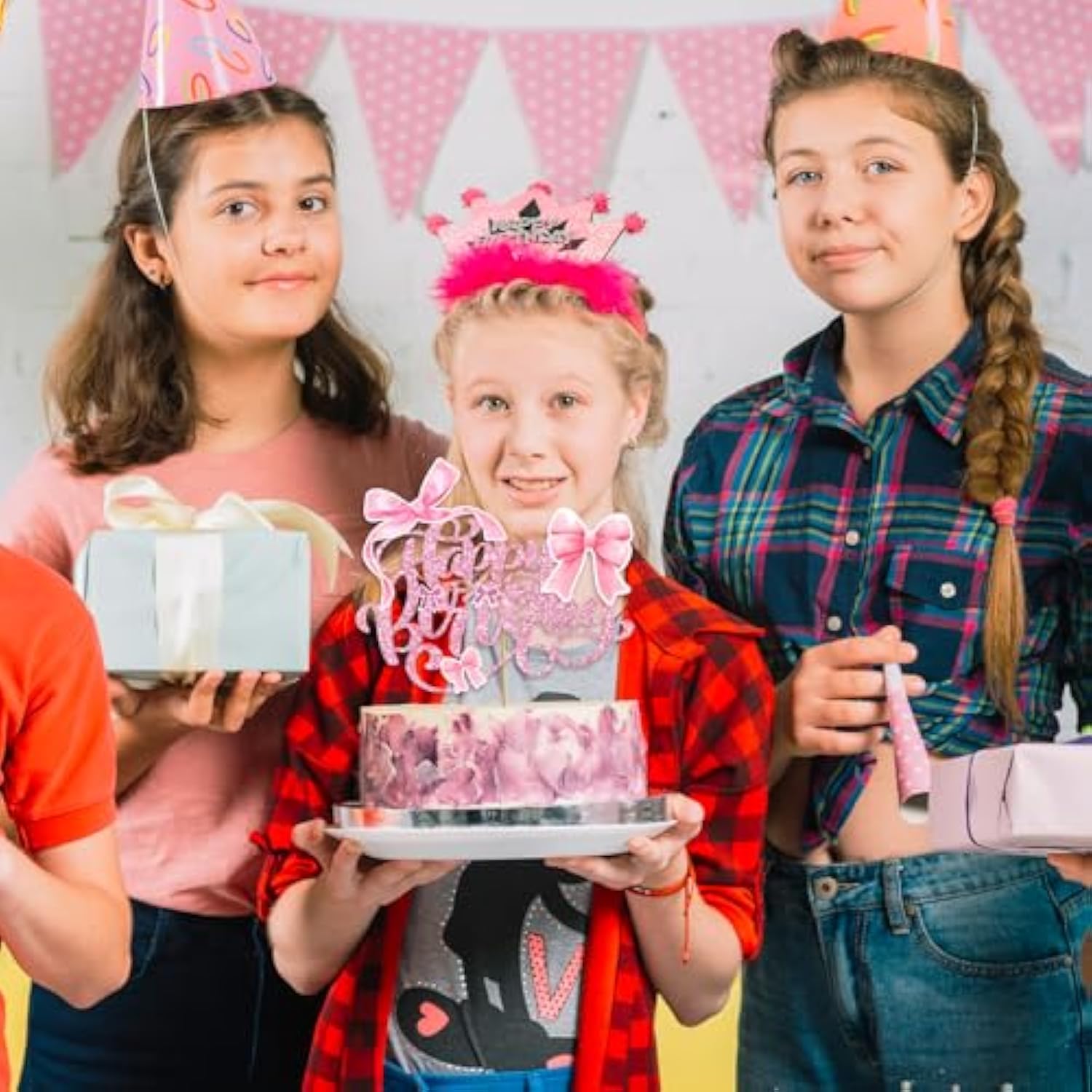 Pink Bow Birthday Cake Topper – Coquette HBD Decor for Girls, Teens & Women