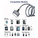 30 Pin Usb Charging Cable 10Ft 2 Pack, Usb Sync Charging Cord For Iphone 4 4S, Iphone 3G 3Gs, Ipad 1 2 3 Ipod Touch 4 3 2 1, Ipod Classic 3 2 1, Grey