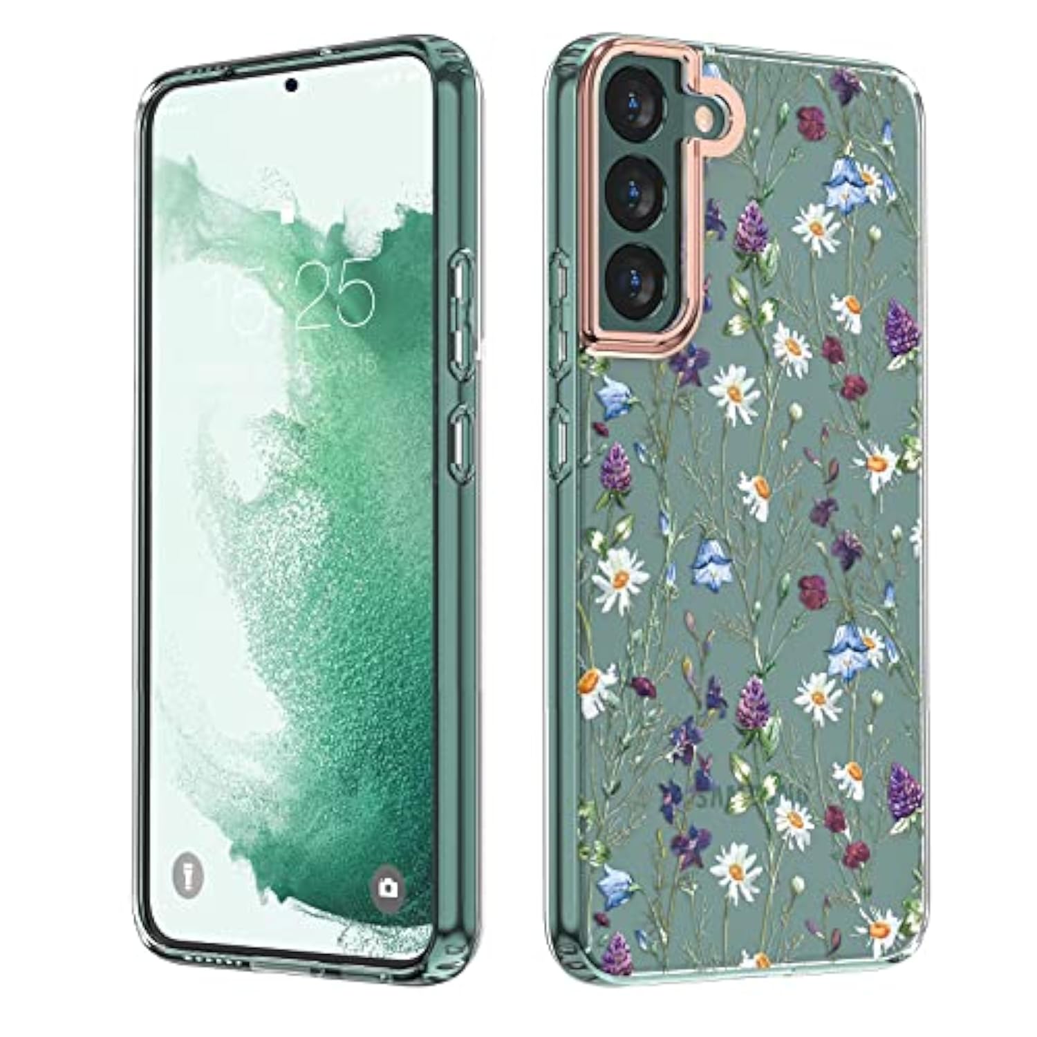 Compatible With Samsung Galaxy S22 Flower Case, Cute Case Design For Girls Women,Shockproof Floral Pattern Hard Back For Samsung Galaxy S22 5G Phone 2022 6.1 Inchesgarden