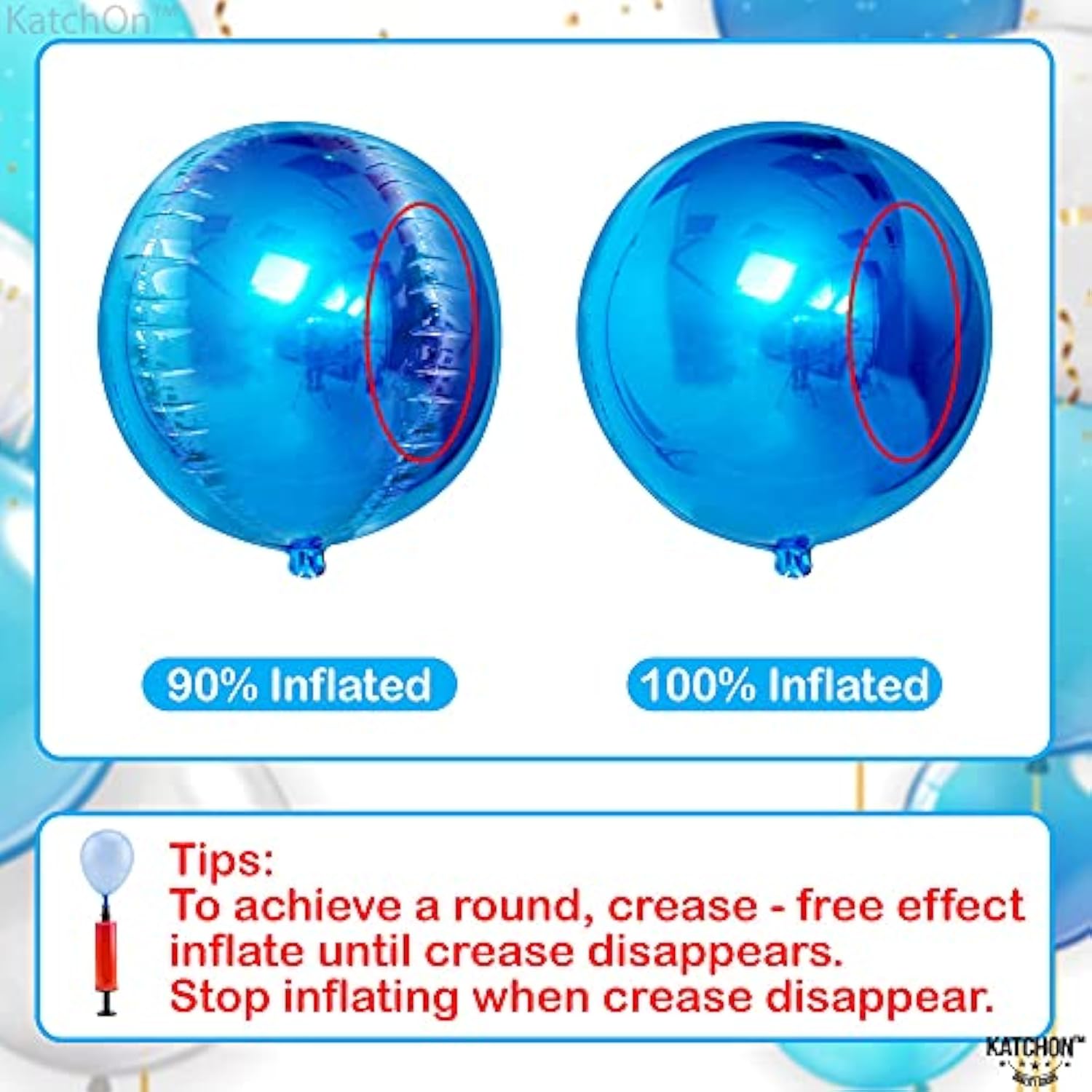 , Large Blue Mylar Balloons - 22 Inch, Pack Of 6 | Royal Blue Metallic Balloons For Party Decorations | Blue Foil Balloon, Under The Sea Party Decorations, Birthday, Baby Shower Decoration