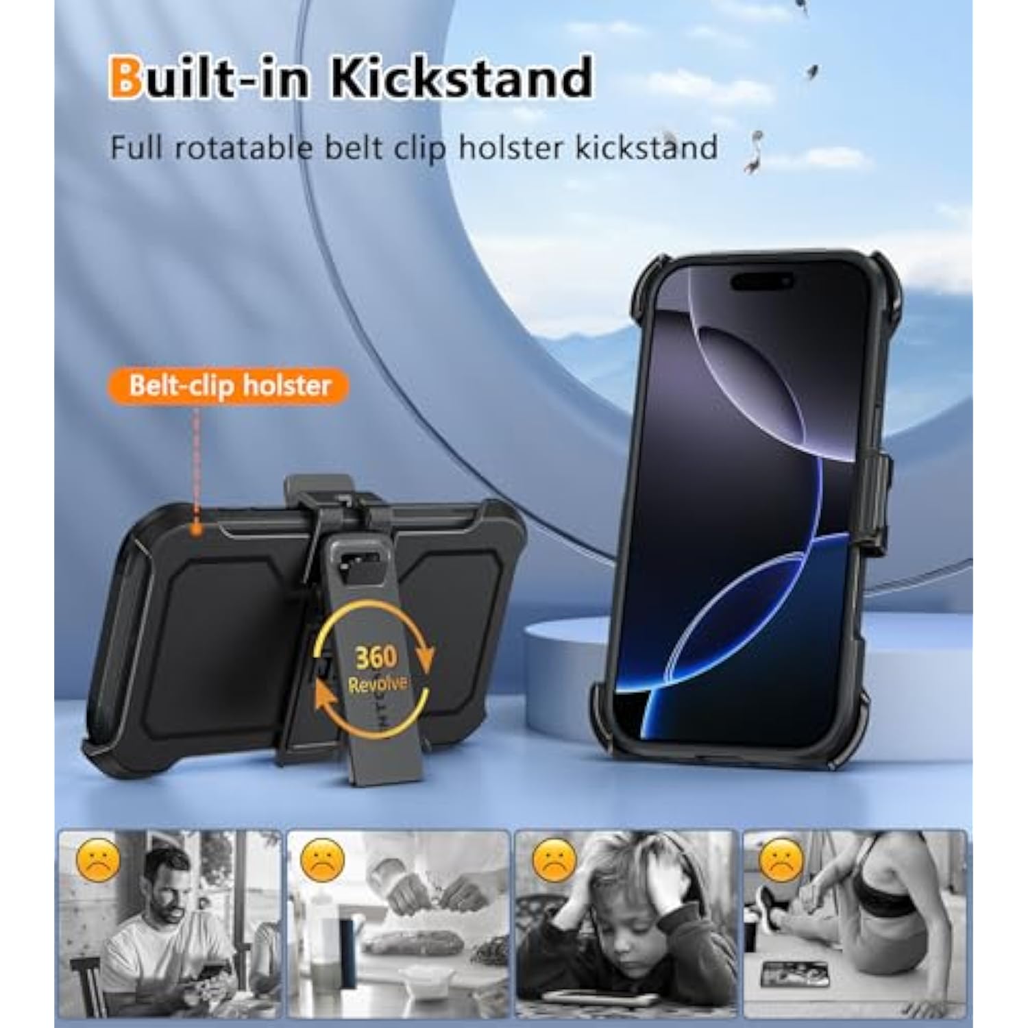 For Iphone 16 Pro Case: Magnetic Dual Layer Protective Cell Phone Cover With Belt-Clip Holster | Heavy Duty Military Grade Shockproof Drop Protection Non Slip Textured Phonecase