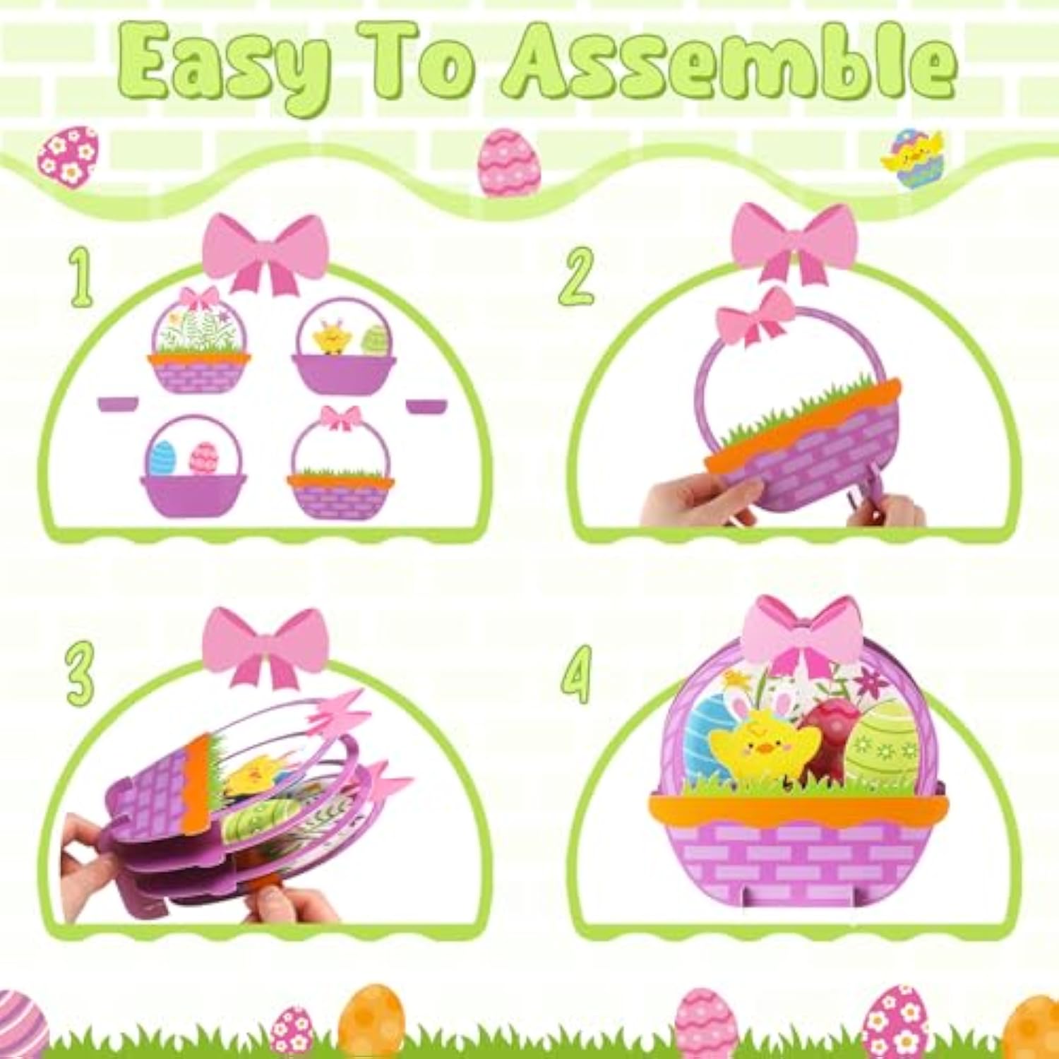 6 Sets Easter Craft Kits Easy Easter Paper Crafts Diy 3D Basket Bunny Egg Table Decorations Centerpieces For Spring Holiday Basket Stuffers Party Favors Activities Gifts Home Decorations