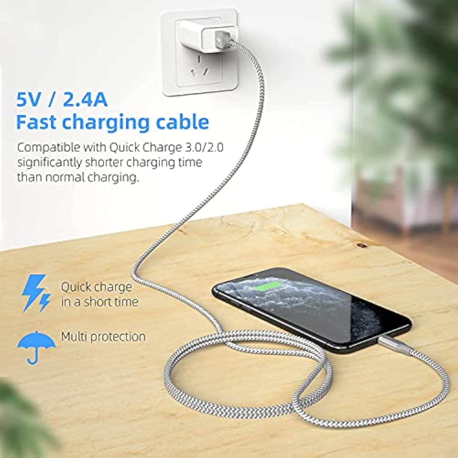 10FT Long Cable Compatible with iPhone 13/12/11 Pro Max/XS MAX/XR/XS/X/8/7/Plus/6S - 3 Pack