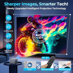 Projector 4K,?Auto Focus/Keystone?Projector With Wifi And Bluetooth, Native 1080P 800Ansi Outdoor Movie Projector, Auto 6D Keystone & 50% Zoom, Mini Projector For Bedroom/Home Theater With Usb, Hdmi