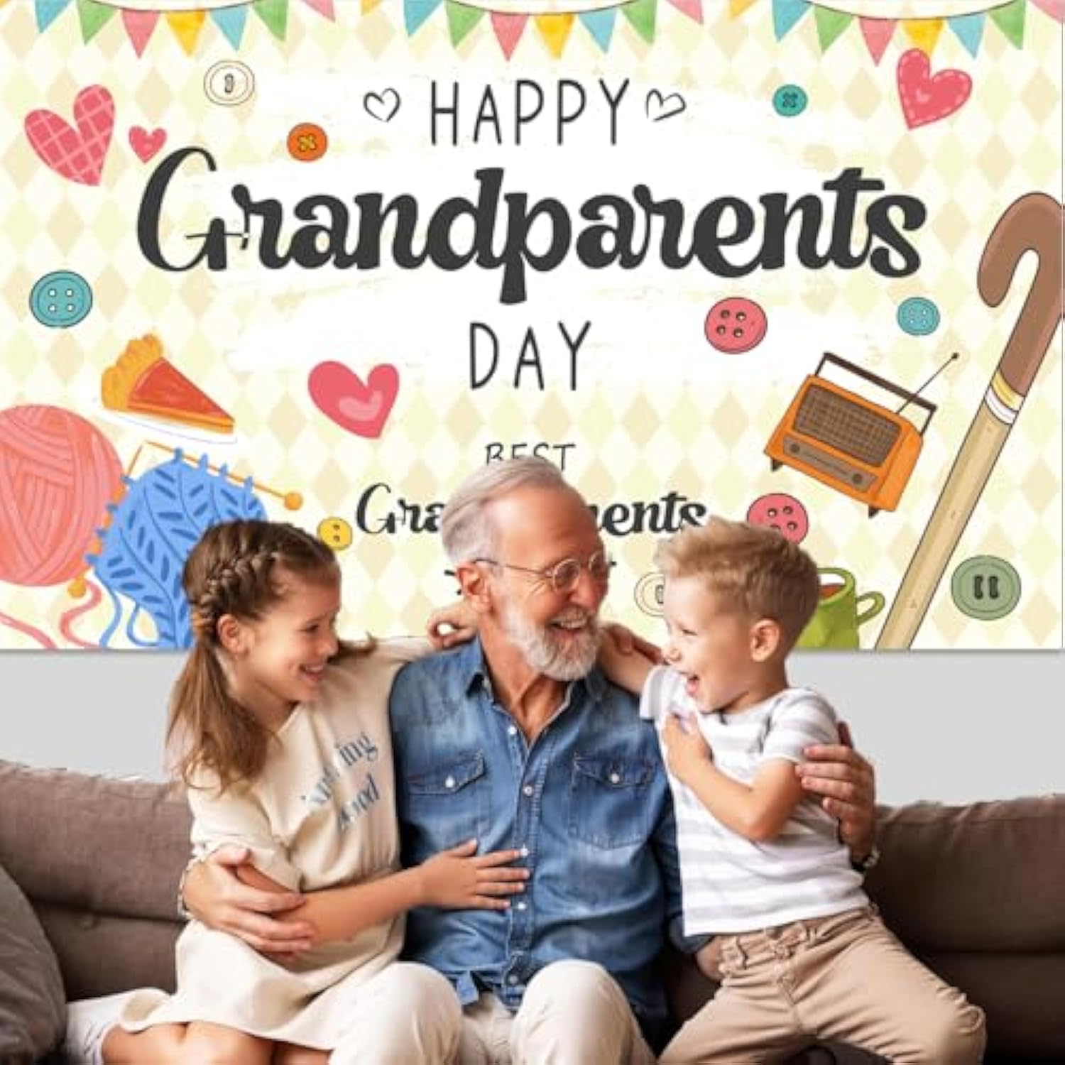 Grandparents Day Party Decorations, Best Grandparents Ever Banner Backdrop, Happy Grandparents Day Banner Party Supplies