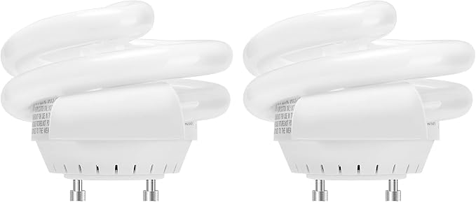 GU24 CFL Light Bulbs 2 Pack 13W 4200K Bright White T3 Spiral Twist Lock UL Listed