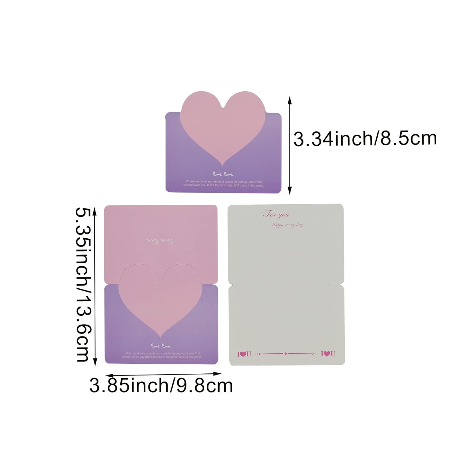 100Pcs Foldable Love Heart Greeting Cards Valentines Day Cards For Christmas Wedding Flower Birthday All Kinds Of Greeting Card
