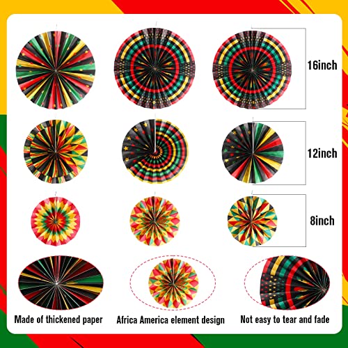 9 Pcs Juneteenth Kente Paper Fans Black History Month Decor,Classic