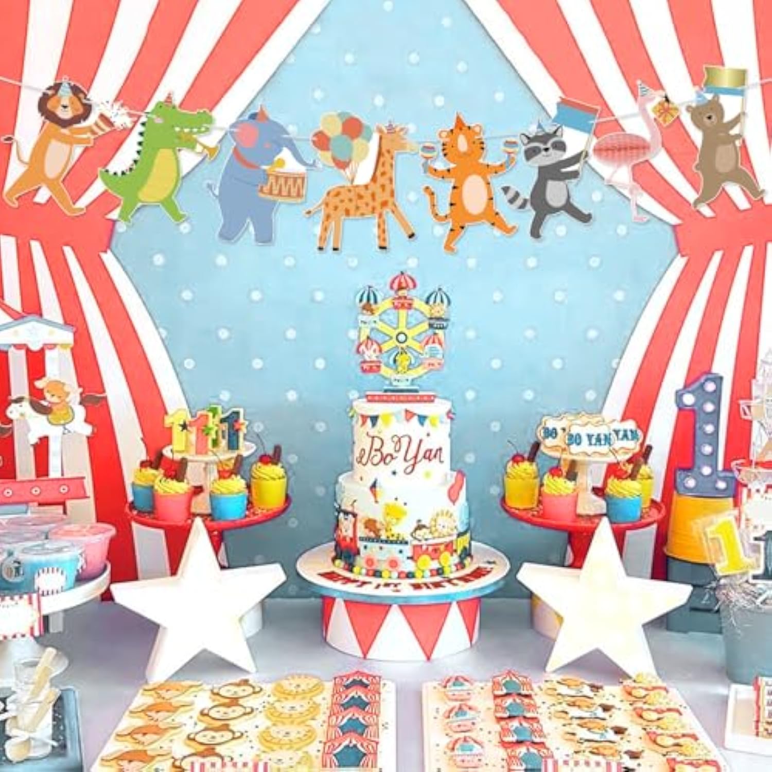 Party Animal Banner Animal Birthday Party Decorations Happy Birthday Garland Banner For Kids Girls Boys Zoo Carnival Decorations Supplies