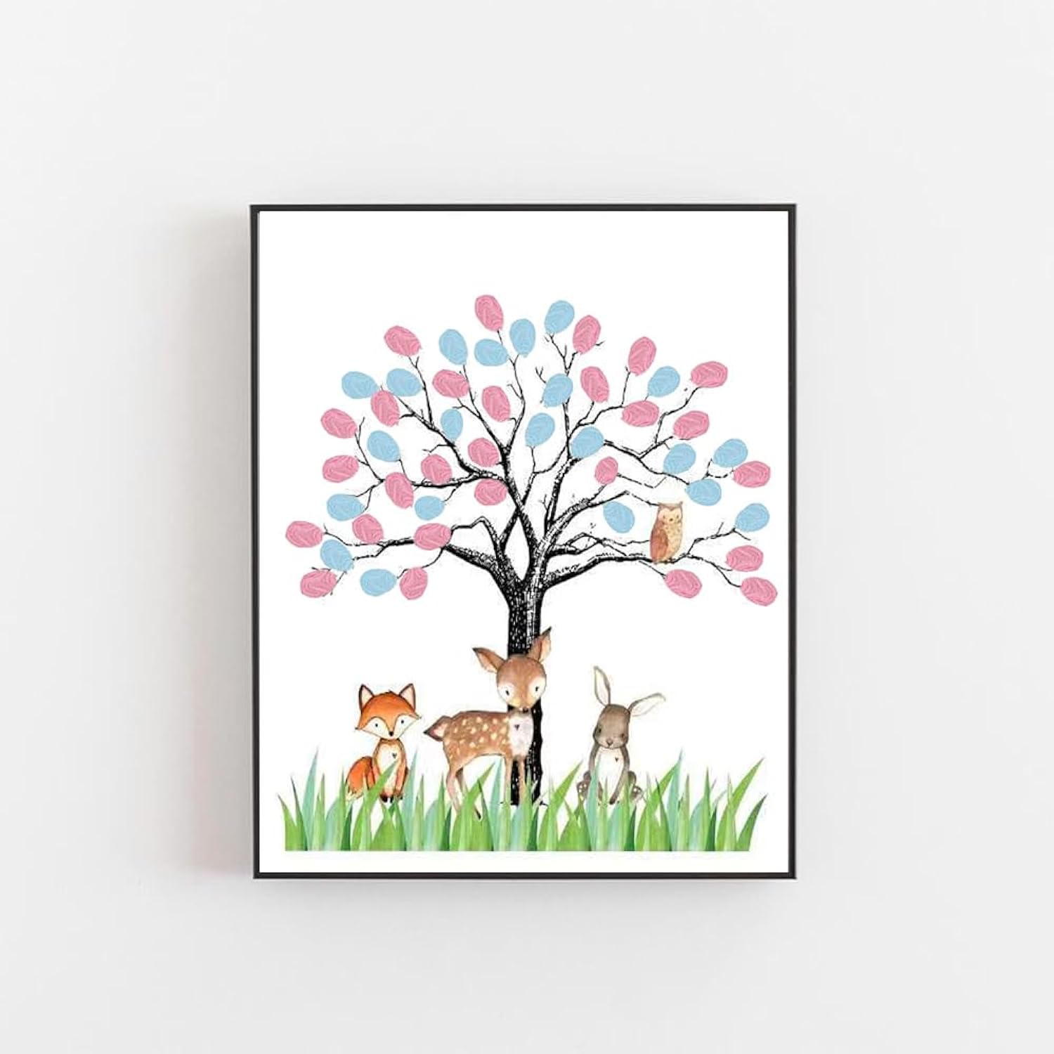 Gender Reveal Fingerprint Tree Canvas, Funny Baby Shower Guest Book Party Game, Gender Reveal Baby Shower Party Ideas, Gender Reveal Keepsake (Color4)