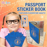 Playbees Passport Sticker Book for Boys and Girls - 24 Pack - Pad of Famous Places Motivational Treats, Party Favors, Game Prizes, Wall Decals, Scrapbooks, School Supplies, Arts and Crafts
