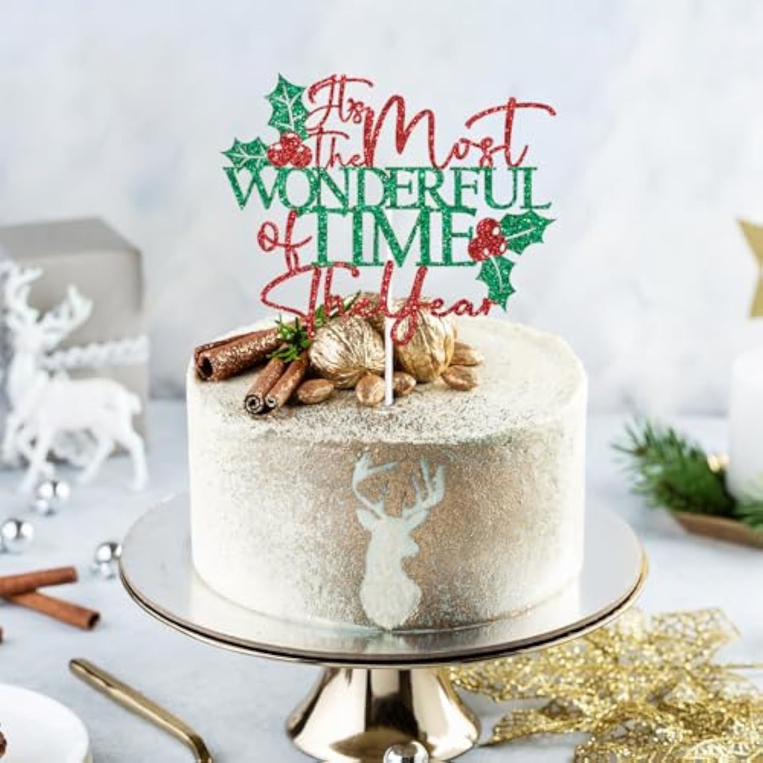 Most Wonderful Time of Year Cake Topper Christmas Holiday Party Decor