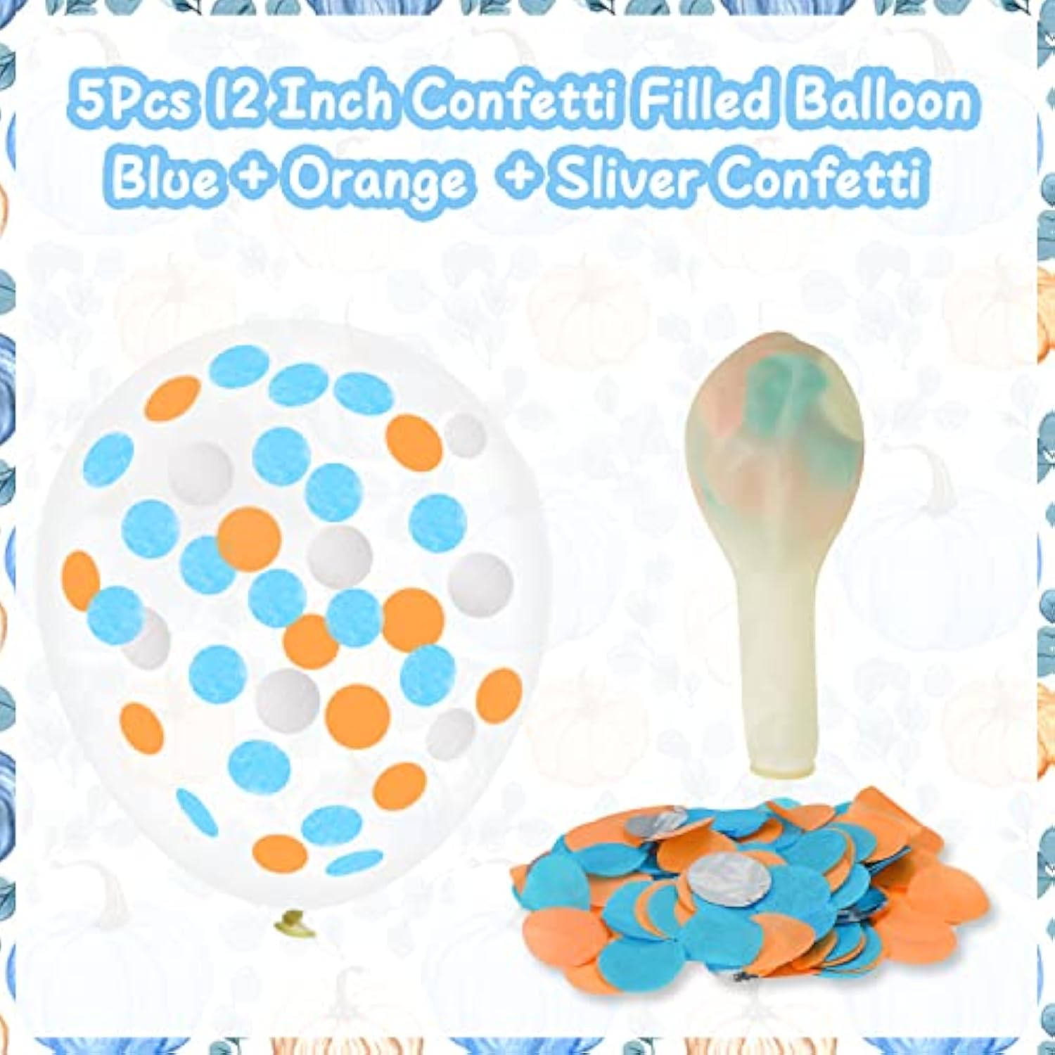 Blue Little Pumpkin Balloons Maple Leaf Garland with Confetti for Baby Shower Party