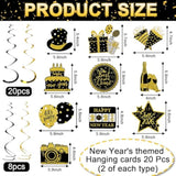 48pcs 2026 Happy New Year Hanging Swirls Party Decorations