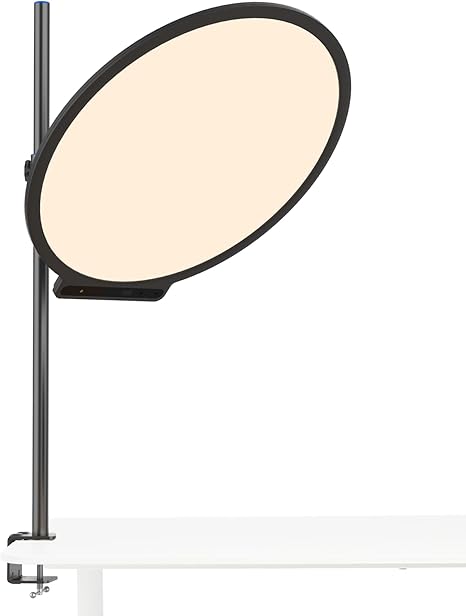 60W Bi Color LED Video Light 22 Inch Circular Edge Lit Panel with APP Control Desk Clamp Stand for Streaming and Office