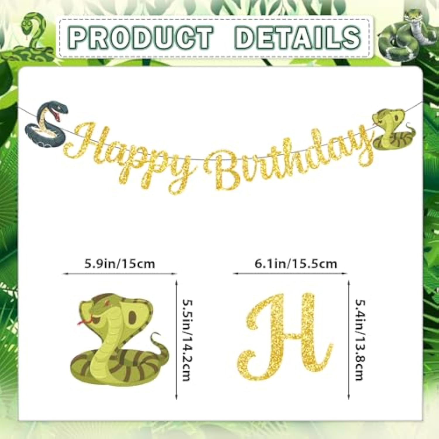 Reptile Birthday Party Decorations, Snake Birthday Banner Hanging Swirls Stickers, Reptile Snake Party Decorations For Boys Girls Animals Jungle Party Favors