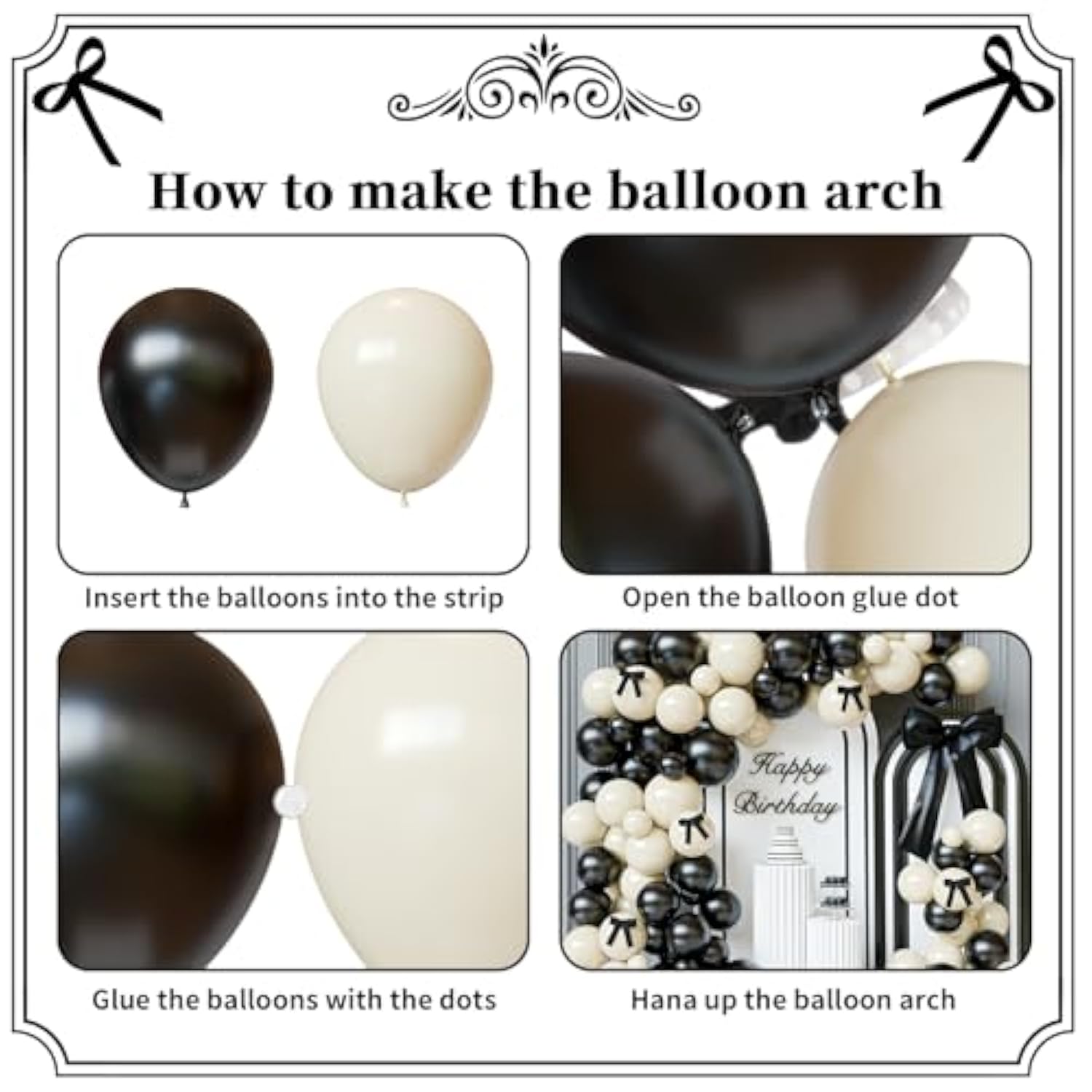 Black And White Balloons Arch Kit, 122Pcs Black And Sand White Balloon Garland Kit For Birthday Wedding Bridal Engagement Bachelorette Party Decorations