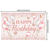 Pink and Rose Gold Birthday Party Backdrop Banner for Women and Sweet 16