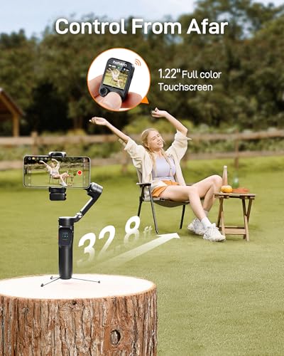 iSteady V3 Ultra Gimbal Stabilizer for iPhone, Phone Gimbal with AI Auto Tracking, Detachable Touchscreen Remote, Built-in Extension Rod, Tripod,