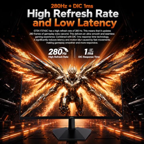 27 Inch Curved 280Hz 240Hz Gaming Monitor Fhd 1080P, 1500R Curve Computer Monitor, 1920 X 1080P, Va 1Ms Mprt,Freesync, Displayport/Hdmi, For Gaming, Streaming & Home Office